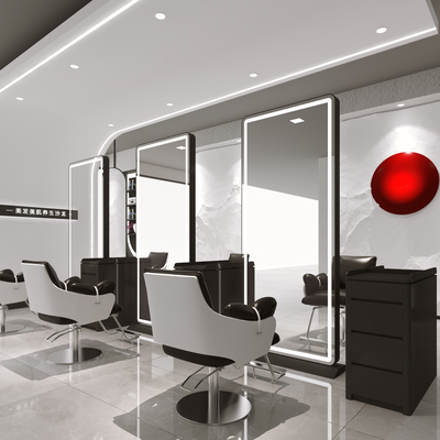  现代美发店su模型 