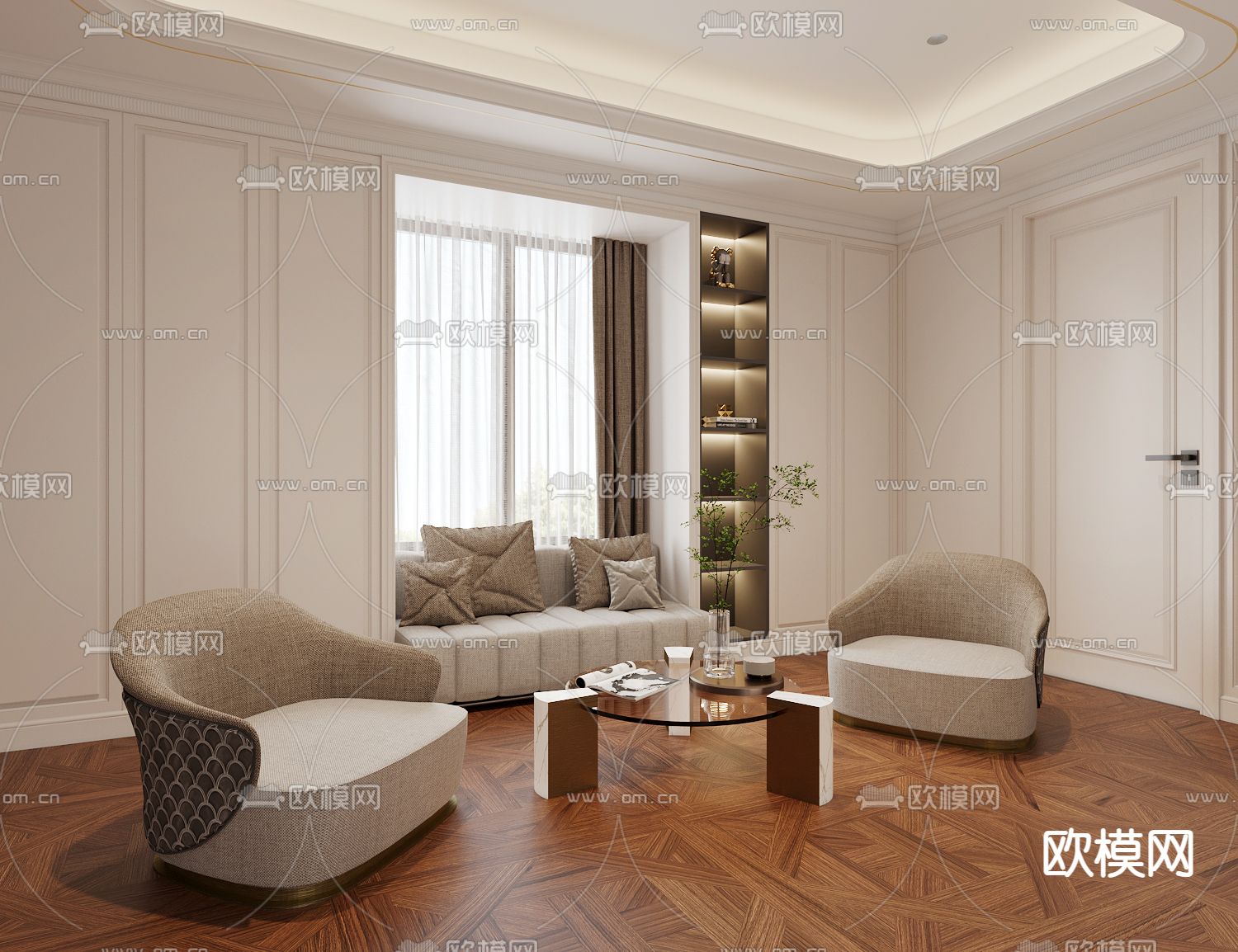 现代休息室3d模型下载