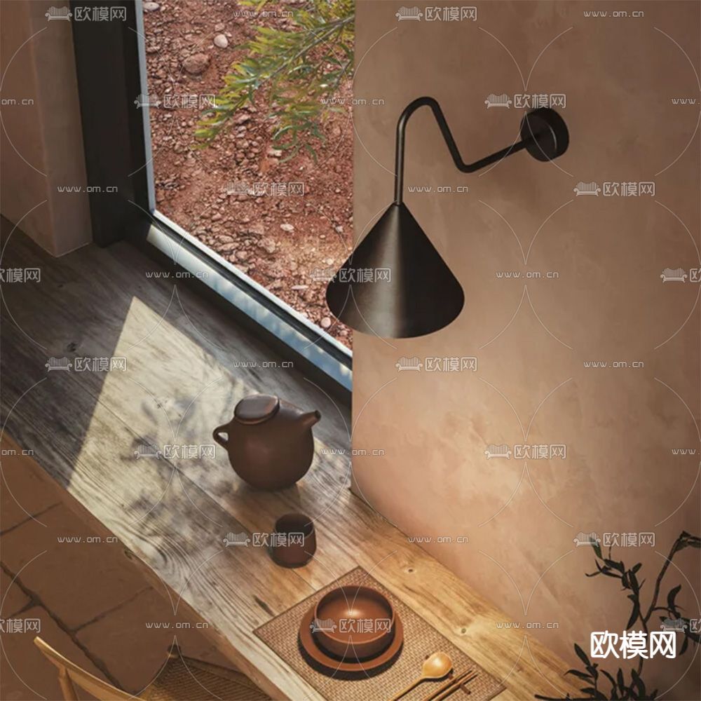 Il Fanale 侘寂壁灯3d模型下载（渲染图2）