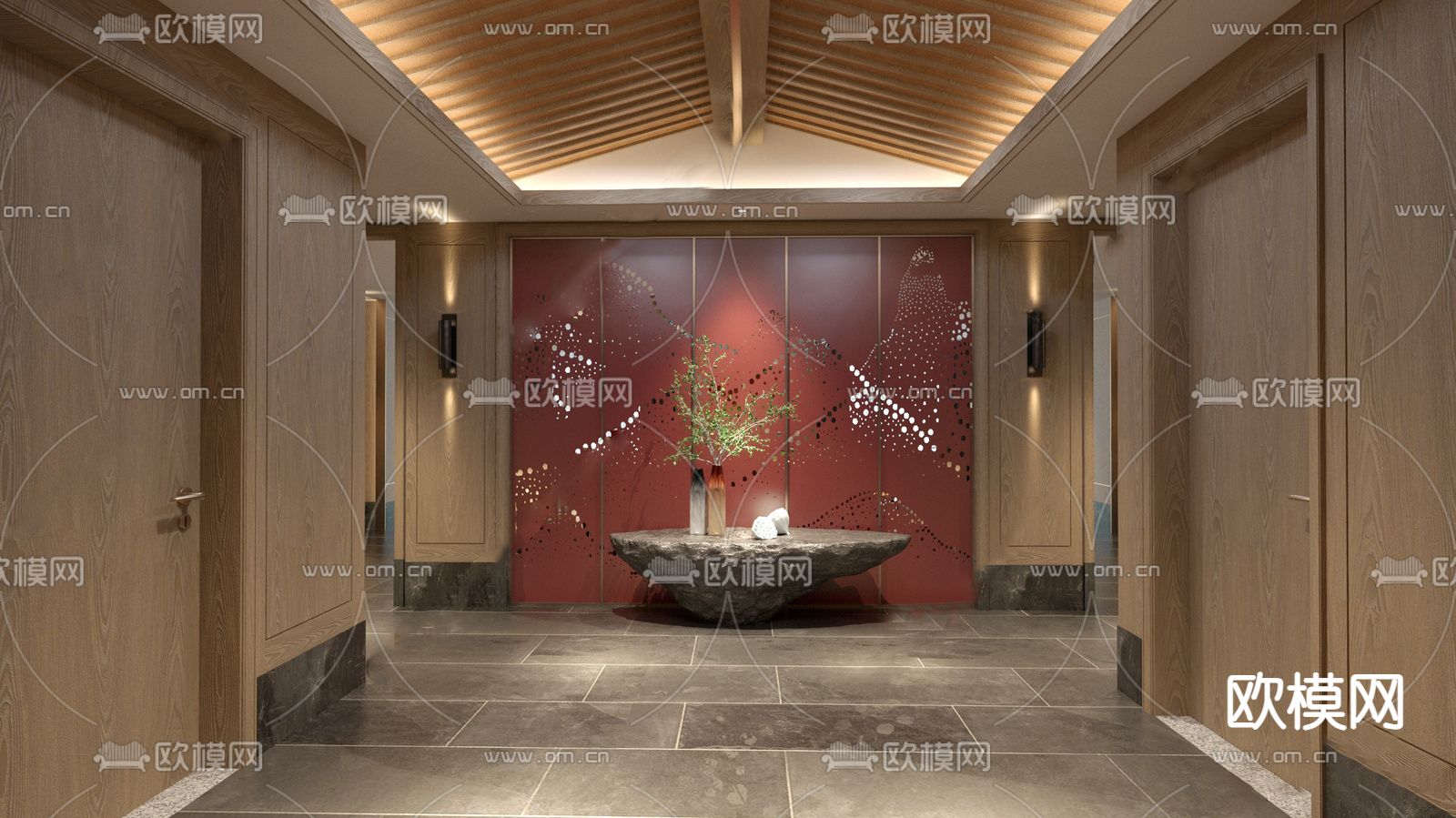 新中式中餐厅包厢su模型下载（渲染图4）