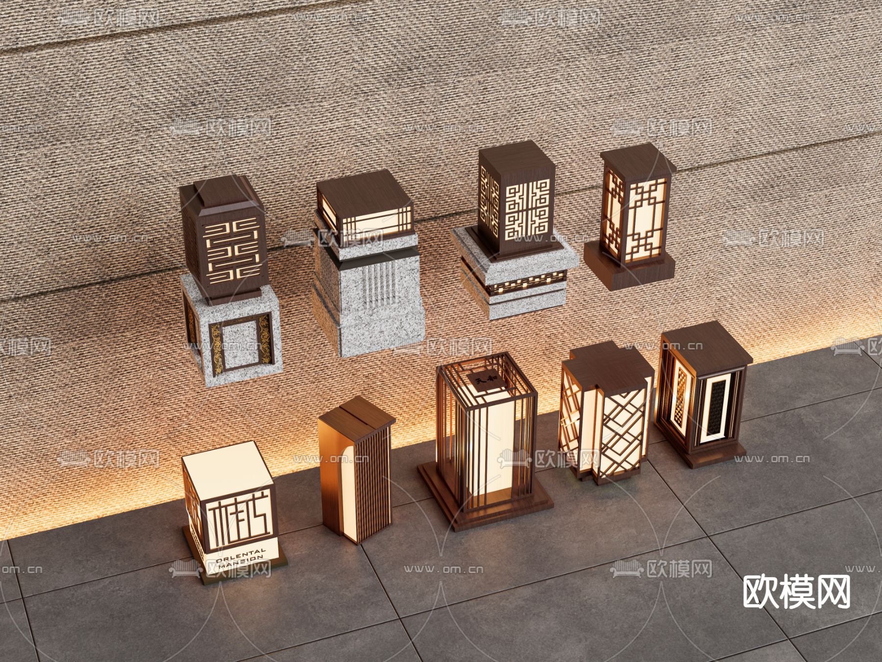 新中式庭院灯 路灯 景观灯 草坪灯su模型下载（渲染图2）