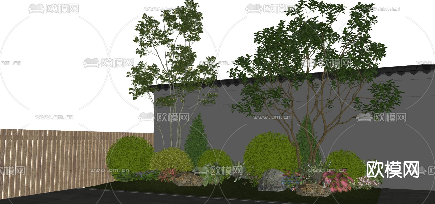 柚子树 绿化造景 景观树 灌木su模型下载（渲染图1）