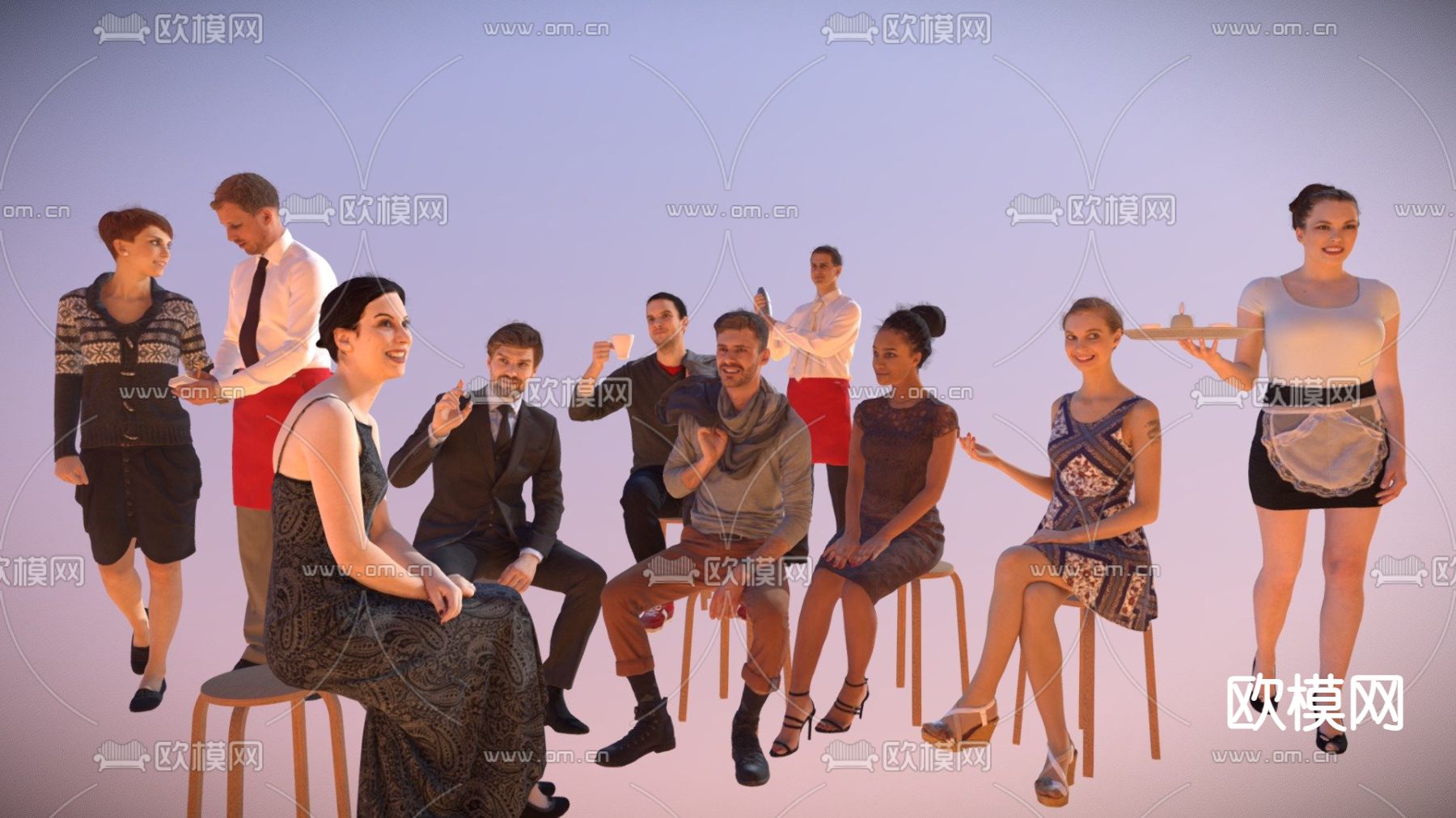 人群 多人 休闲人物3d模型下载