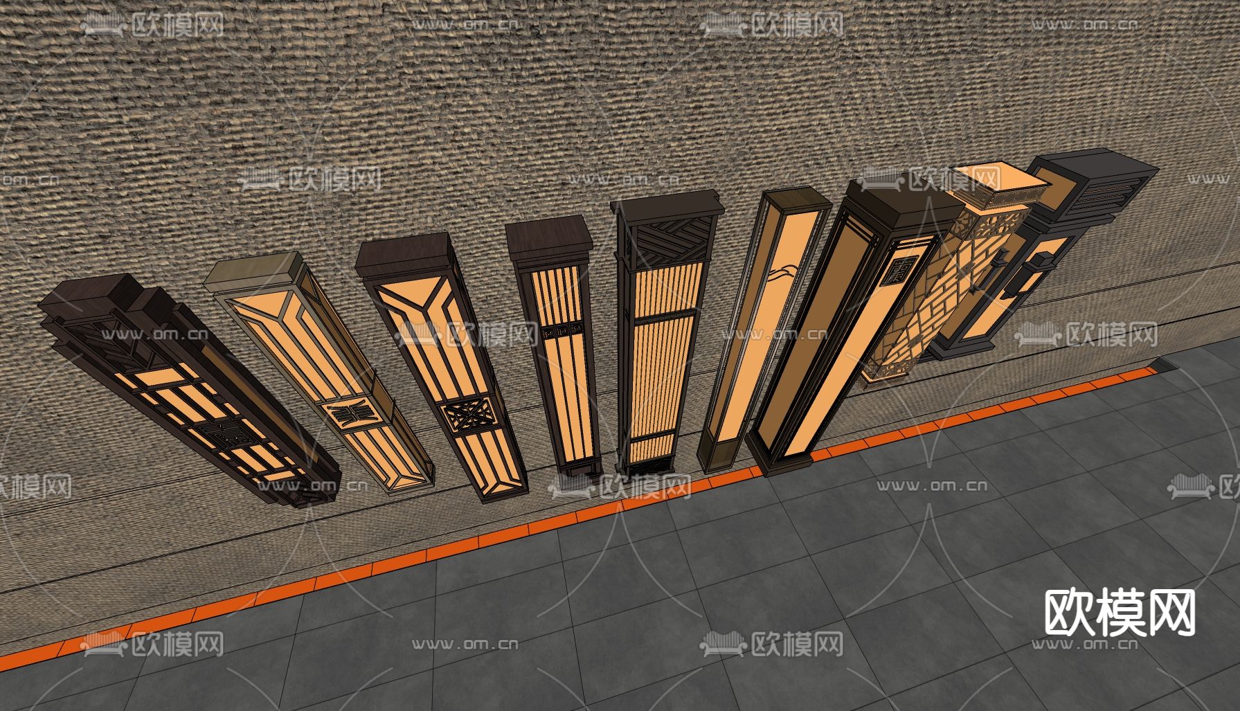 新中式庭院灯 路灯 景观灯 草坪灯su模型下载（渲染图1）