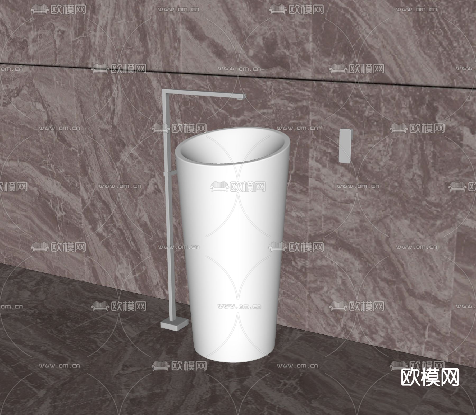 立式洗手台 台盆su模型下载（渲染图1）