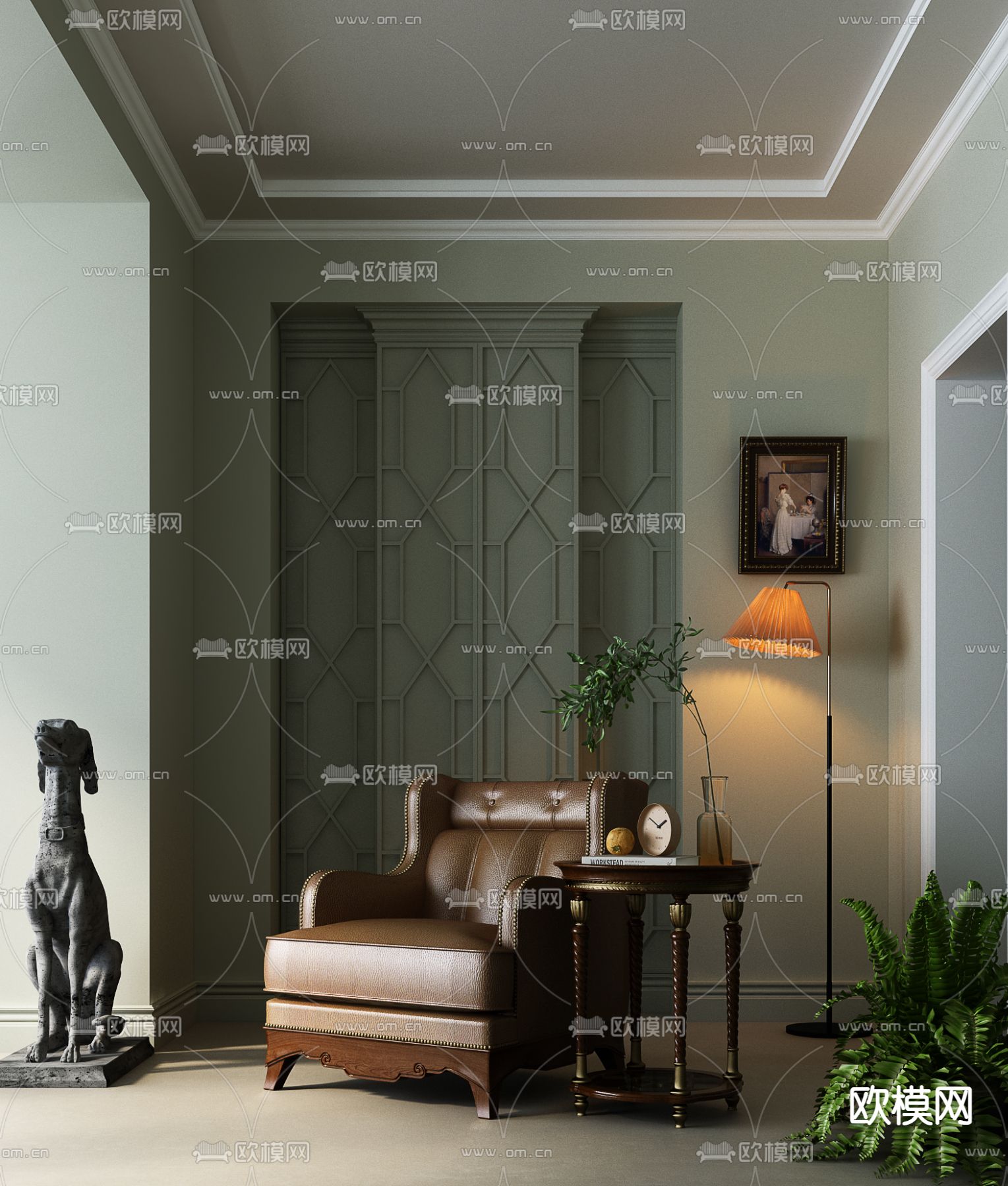 法式 单人休闲沙发3d模型下载