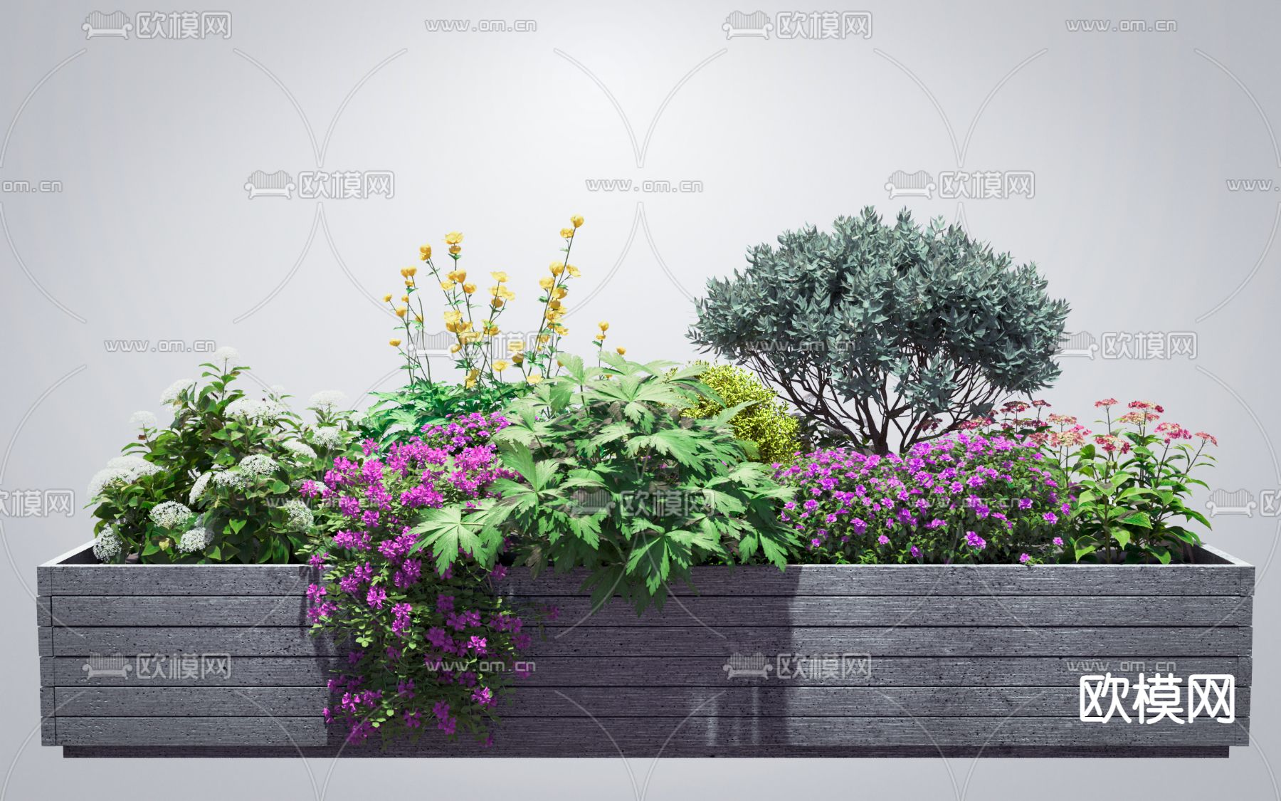 户外花箱 花槽su模型下载（渲染图2）