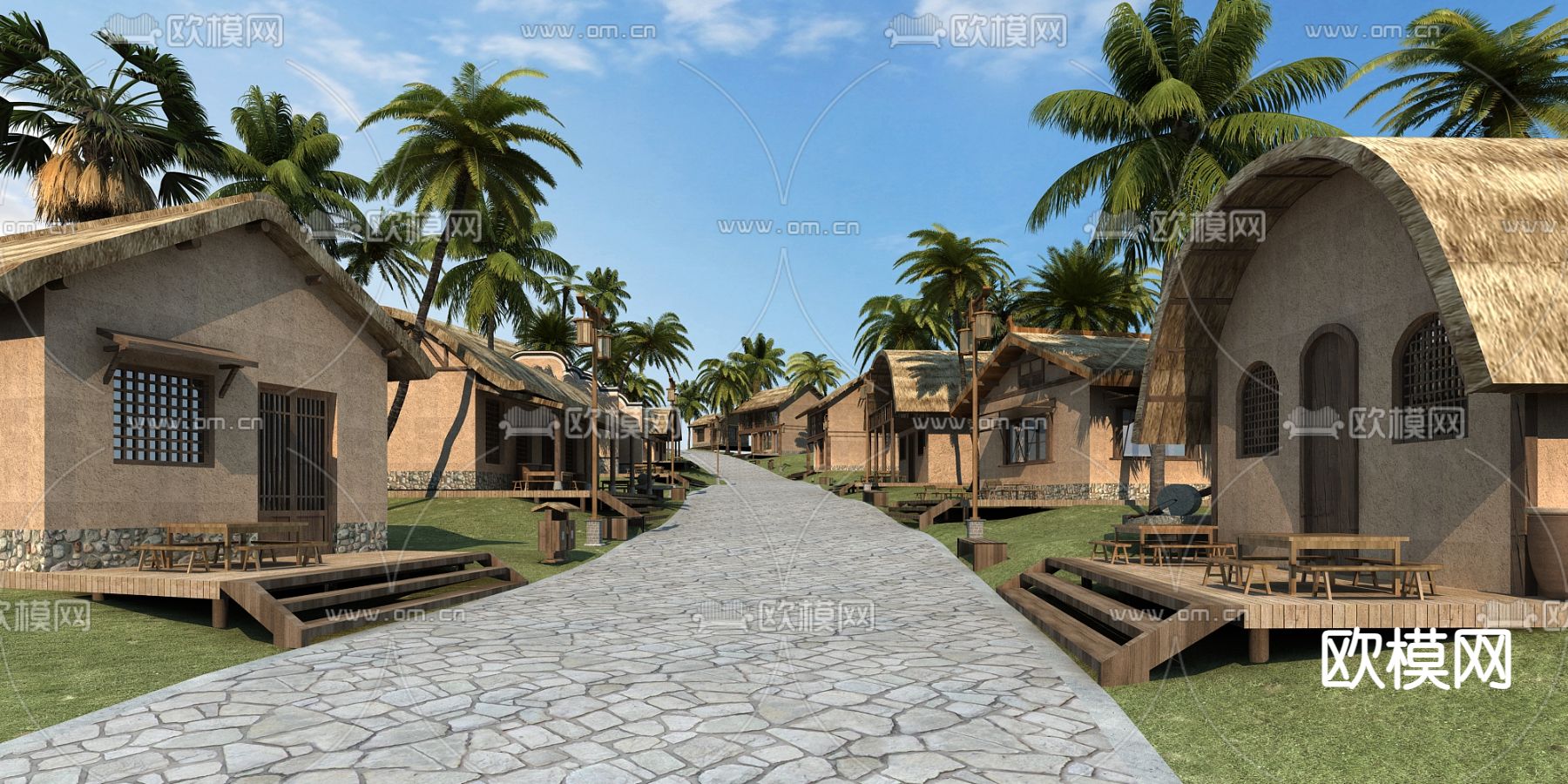 东南亚村寨住宅 村落3d模型下载