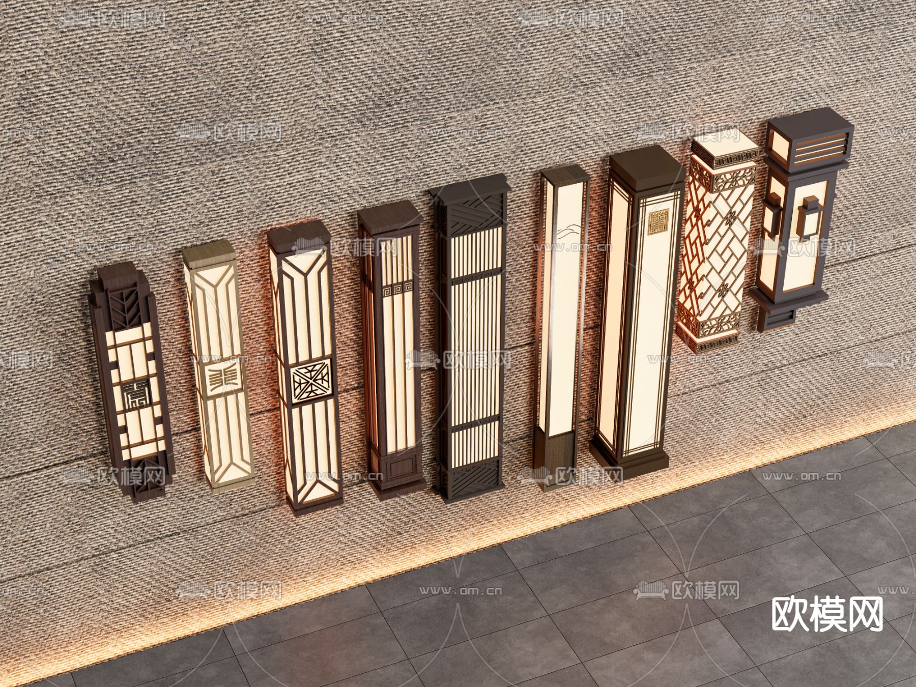 新中式庭院灯 路灯 景观灯 草坪灯su模型下载（渲染图2）