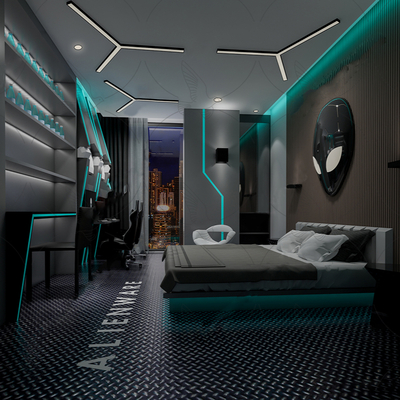  现代电竞室su模型 