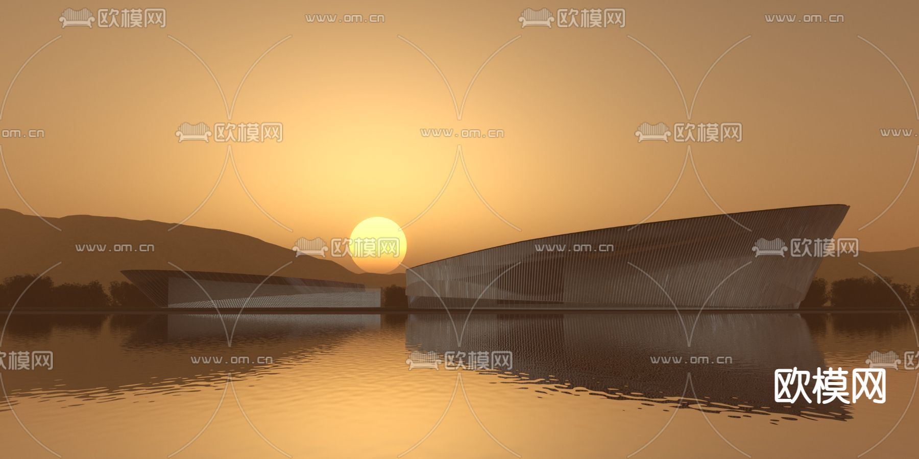 艺术馆 歌剧院 黄昏3d模型下载