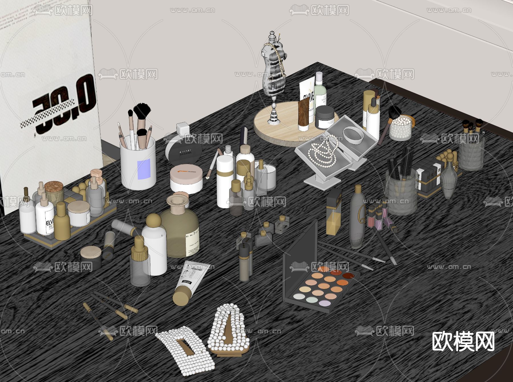 化妆品 护肤品 化妆刷 化妆笔 珠宝su模型下载（渲染图2）