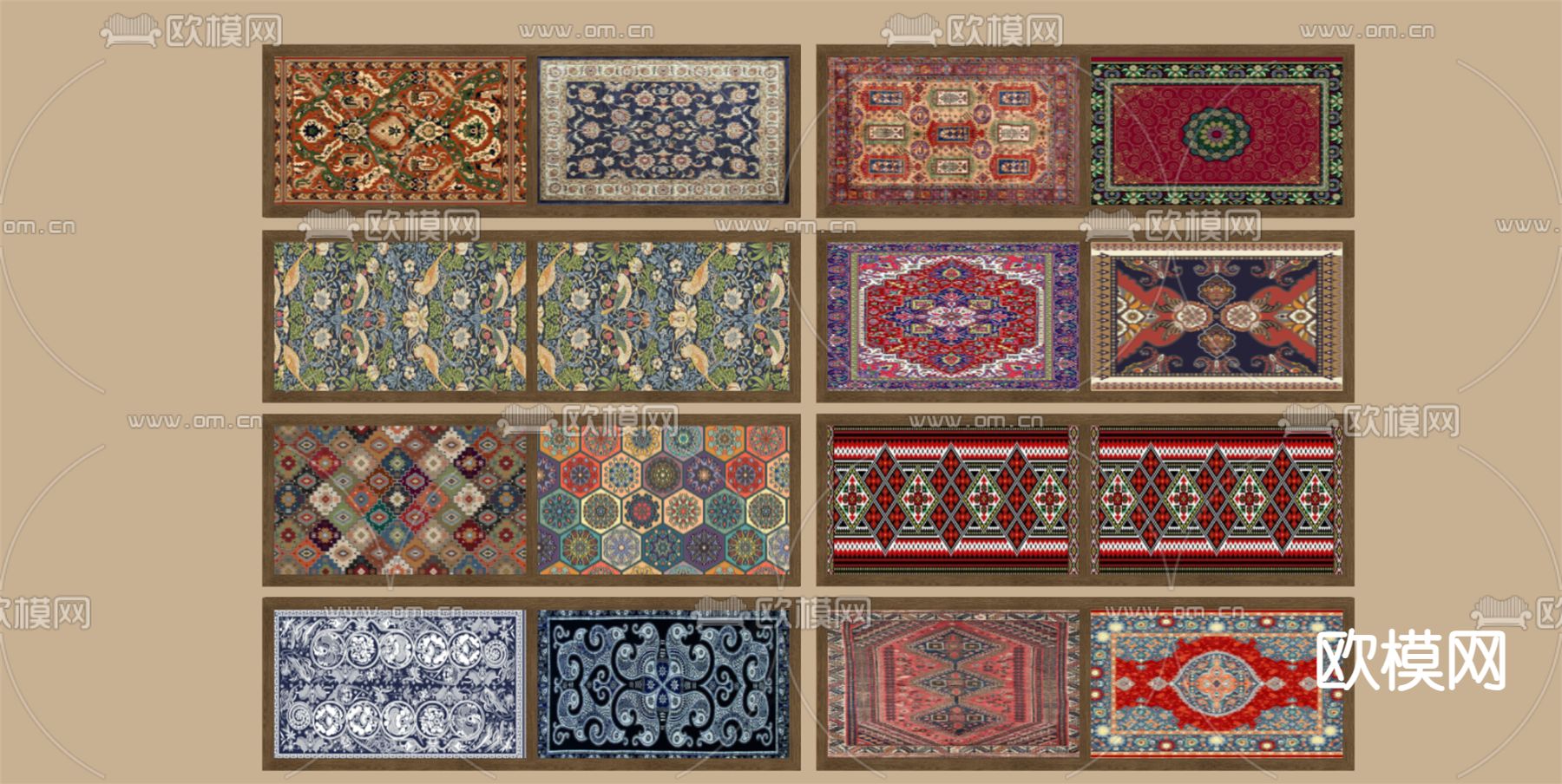 中式民族风 护墙板 墙饰su模型下载（渲染图1）