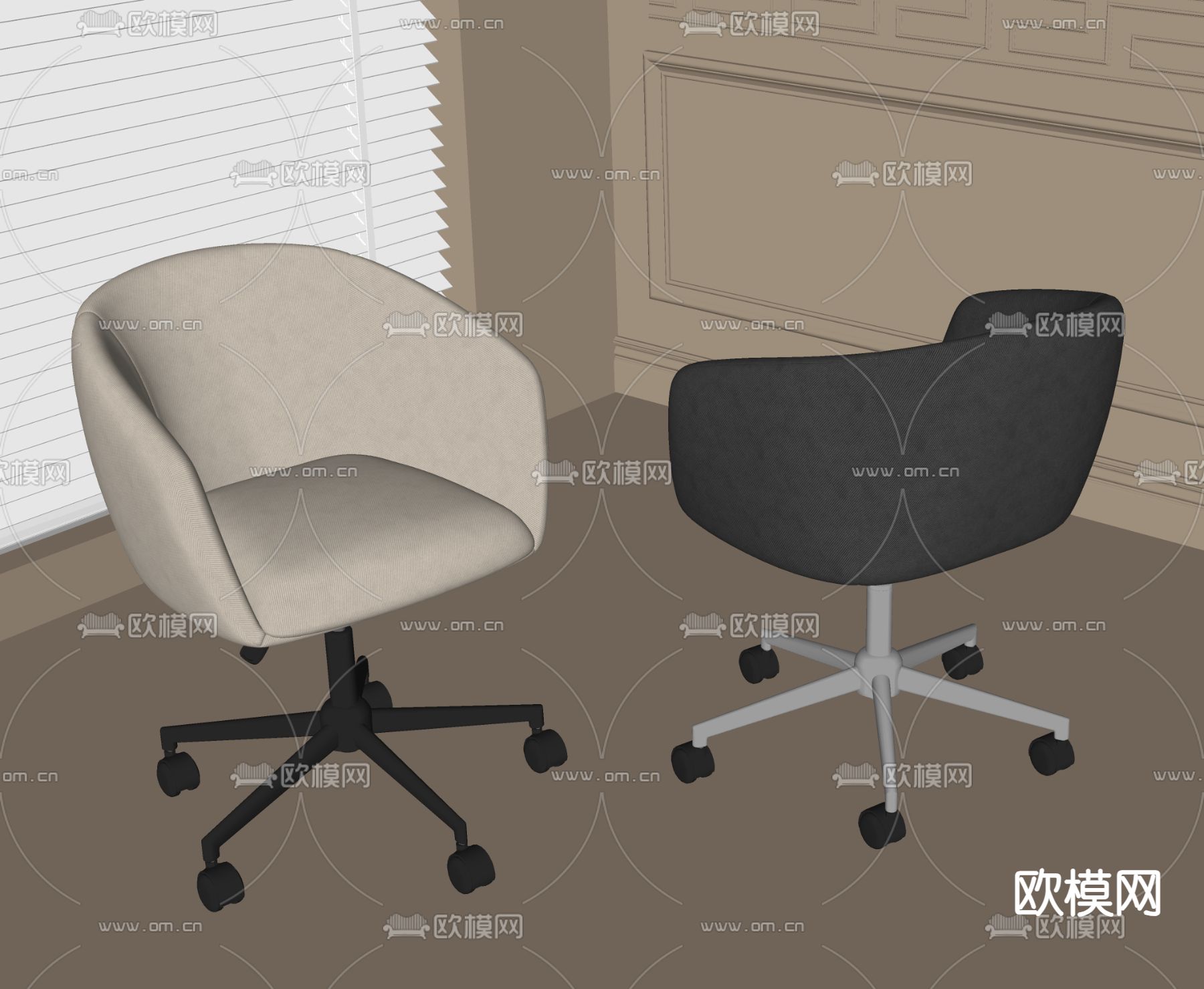 现代旋转办公椅 单椅su模型下载（渲染图1）