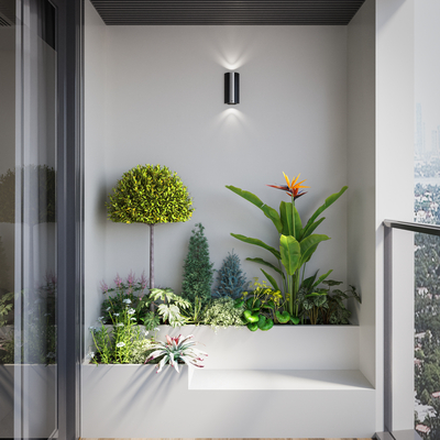  花槽 花池 植物su模型 