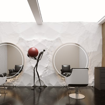  现代美发店su模型 