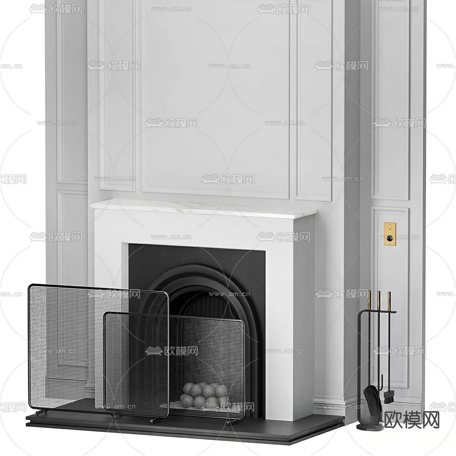 壁炉3d模型下载（渲染图1）