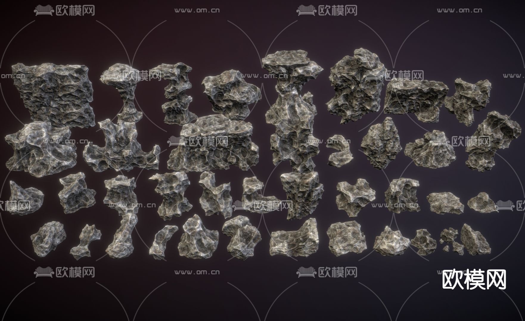 中式景观石 太湖石 石头3d模型下载（渲染图1）