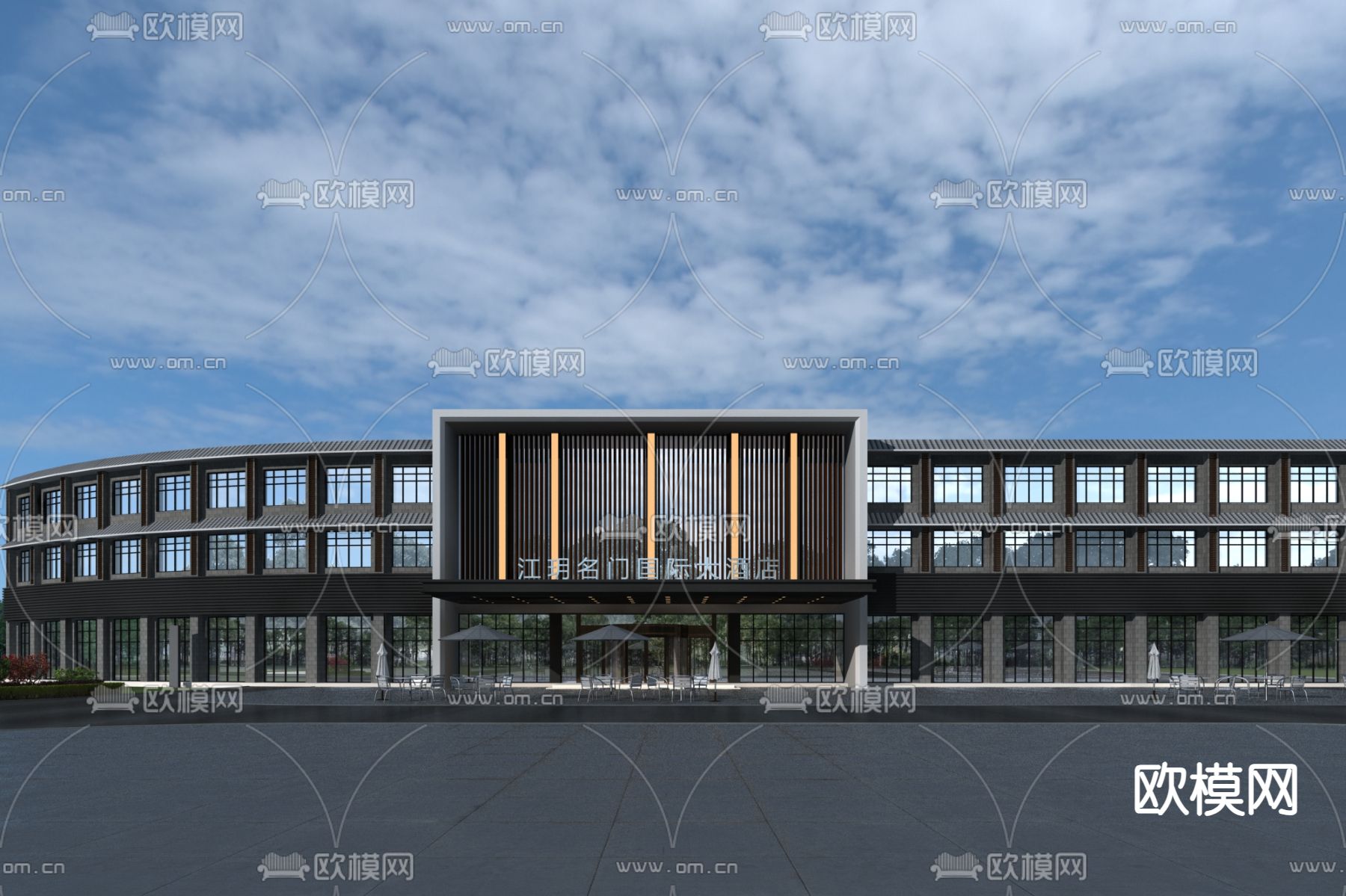 沿街商业 商铺su模型下载（渲染图2）