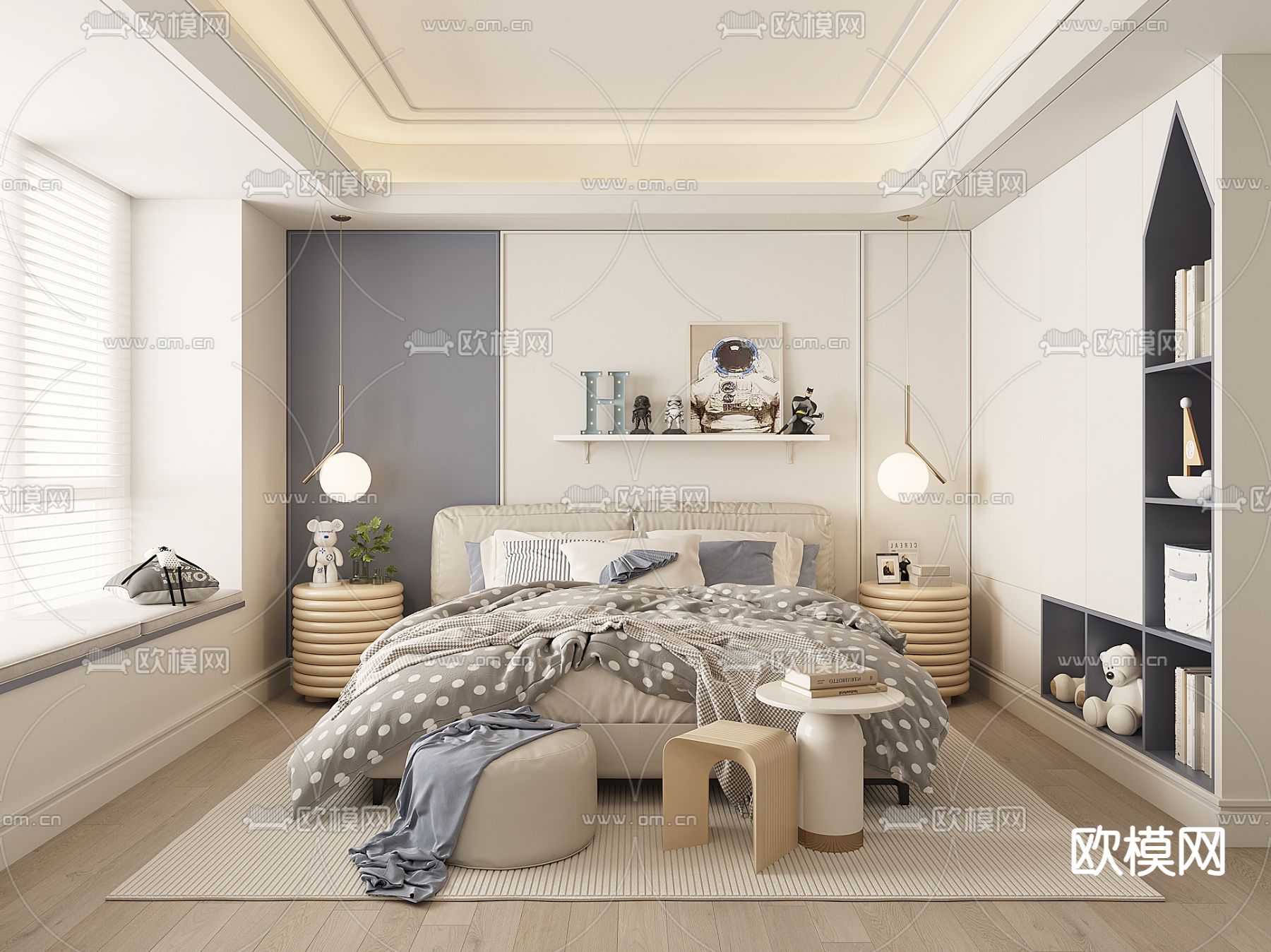 现代儿童房 男孩房 小孩房3d模型下载
