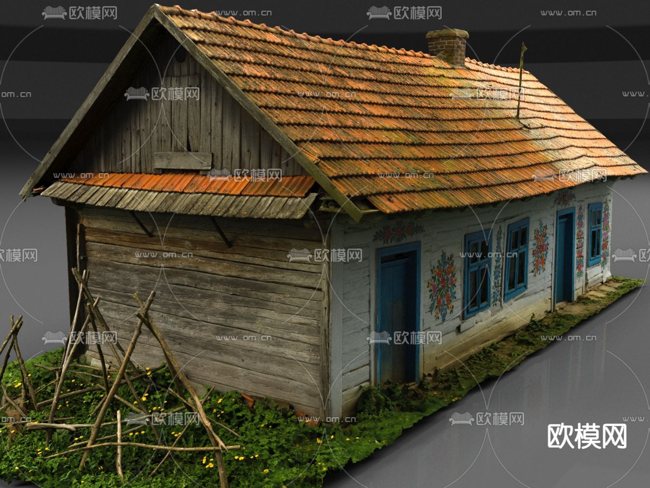 瓦房 木房子 老房子3d模型下载（渲染图1）