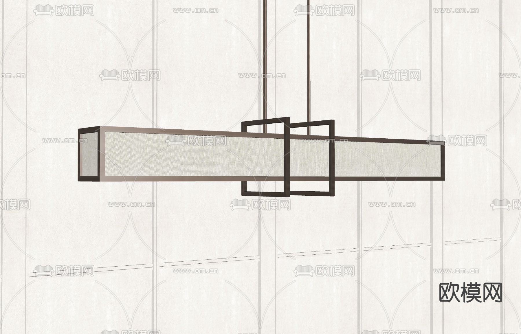 新中式吊灯 一字型吊灯su模型下载（渲染图3）