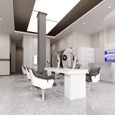  现代美发店su模型 