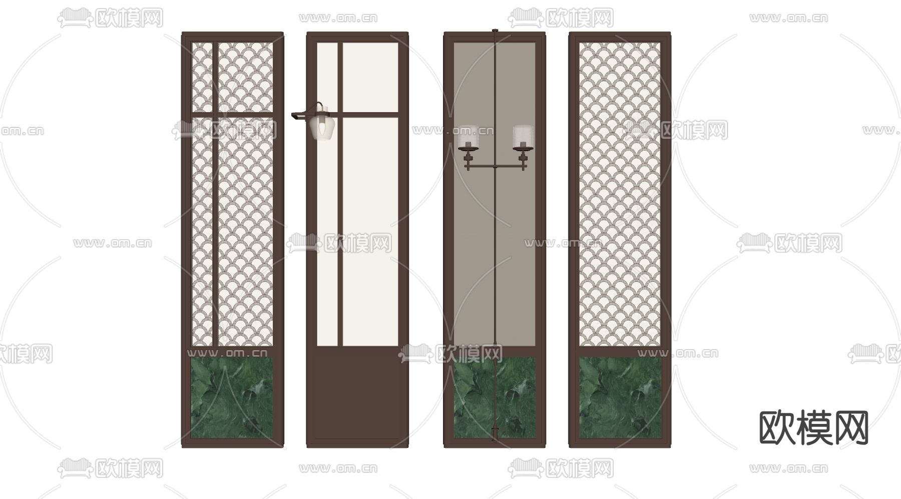 CCD 玻璃屏风 隔断su模型