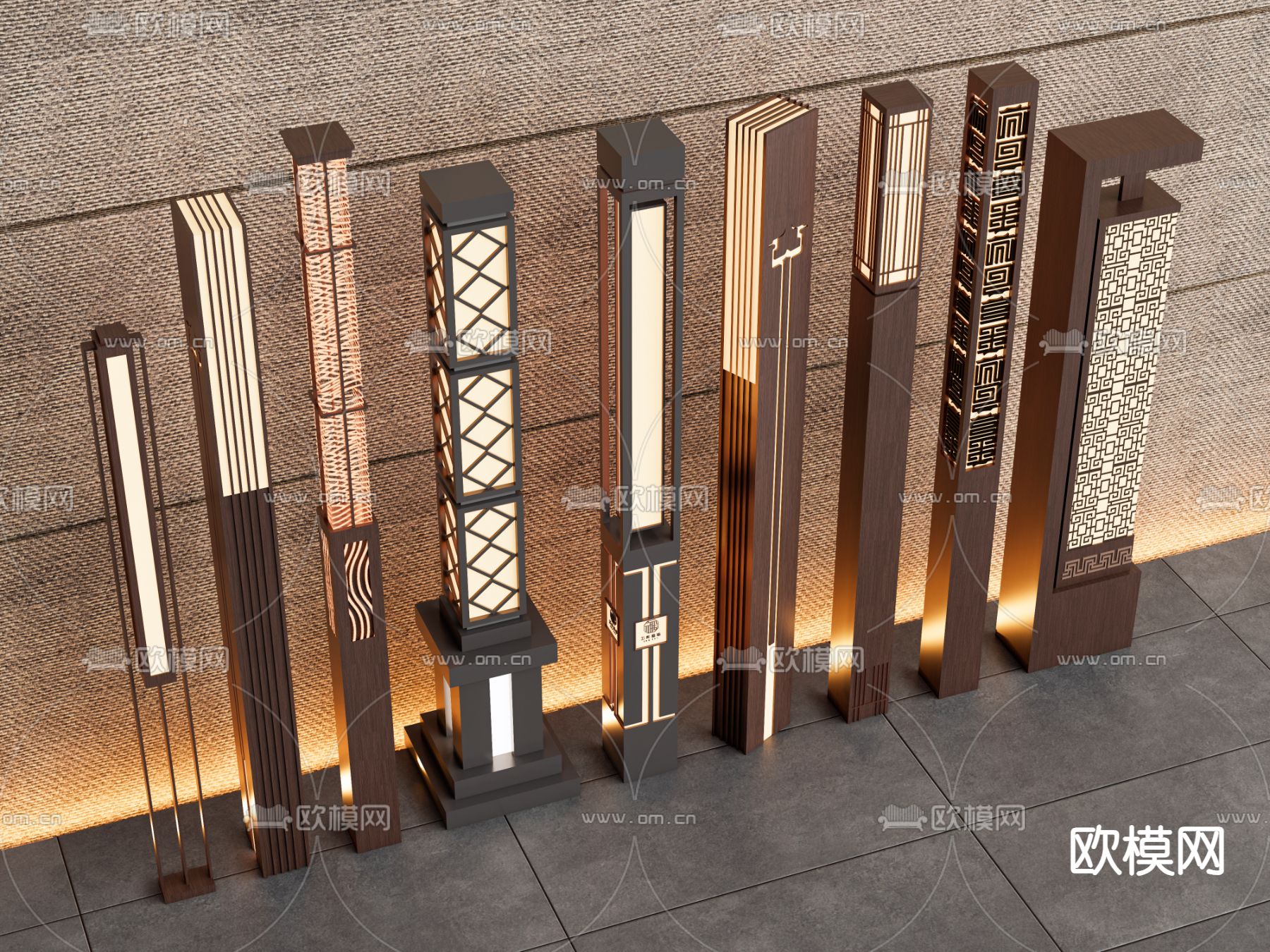 新中式庭院灯 路灯 景观灯 草坪灯su模型下载（渲染图2）