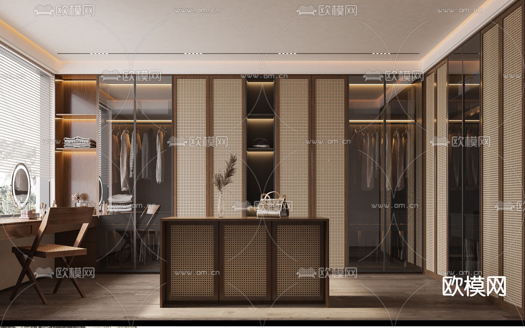 侘寂风衣帽间3d模型下载