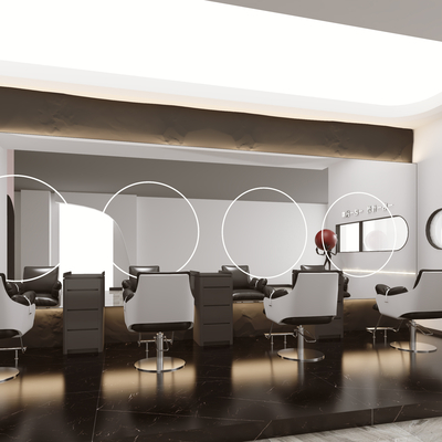  现代美发店su模型 