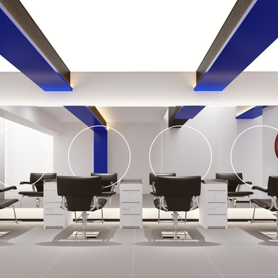  现代美发店su模型 