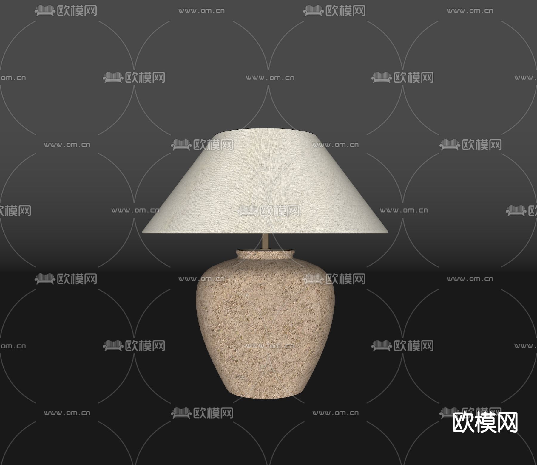 侘寂风陶罐台灯su模型下载（渲染图1）