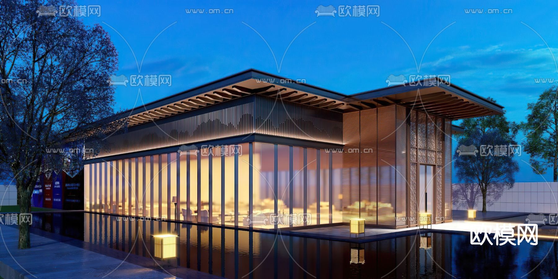 现代售楼处外观3d模型下载