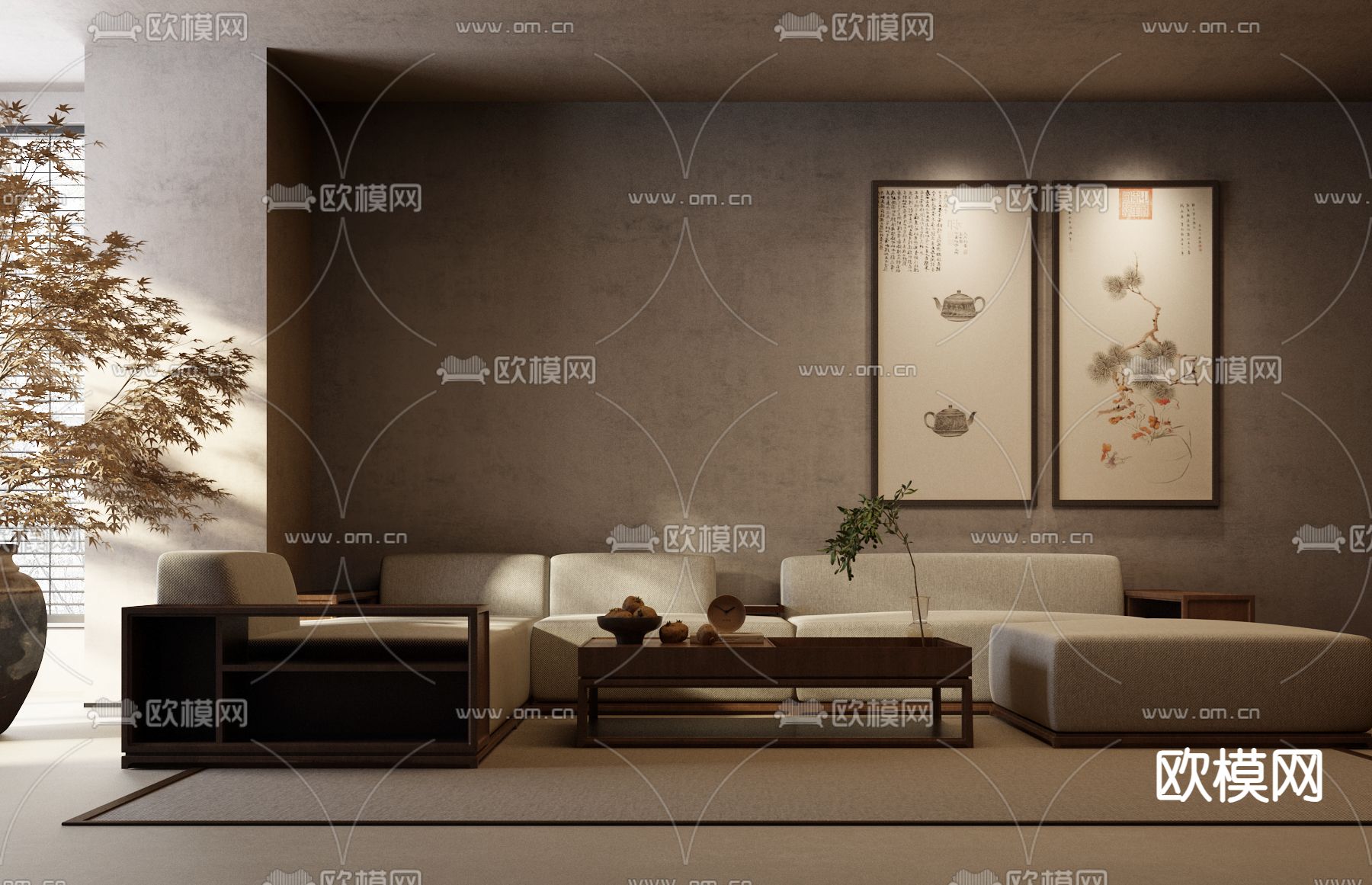 新中式组合沙发3d模型下载