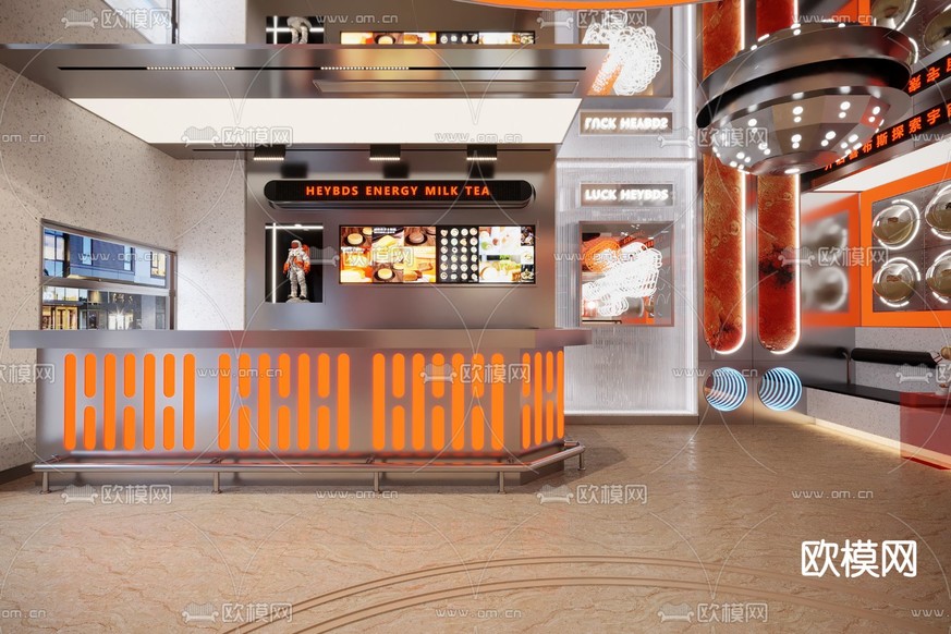 工业风甜品店 面包店3d模型下载(渲染图3)