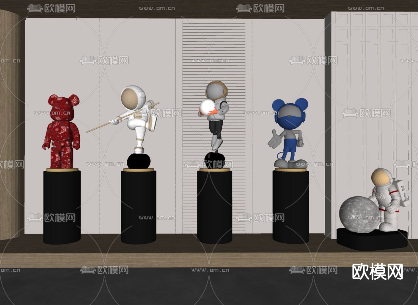 现代雕塑摆件 潮玩公仔su模型下载（渲染图1）