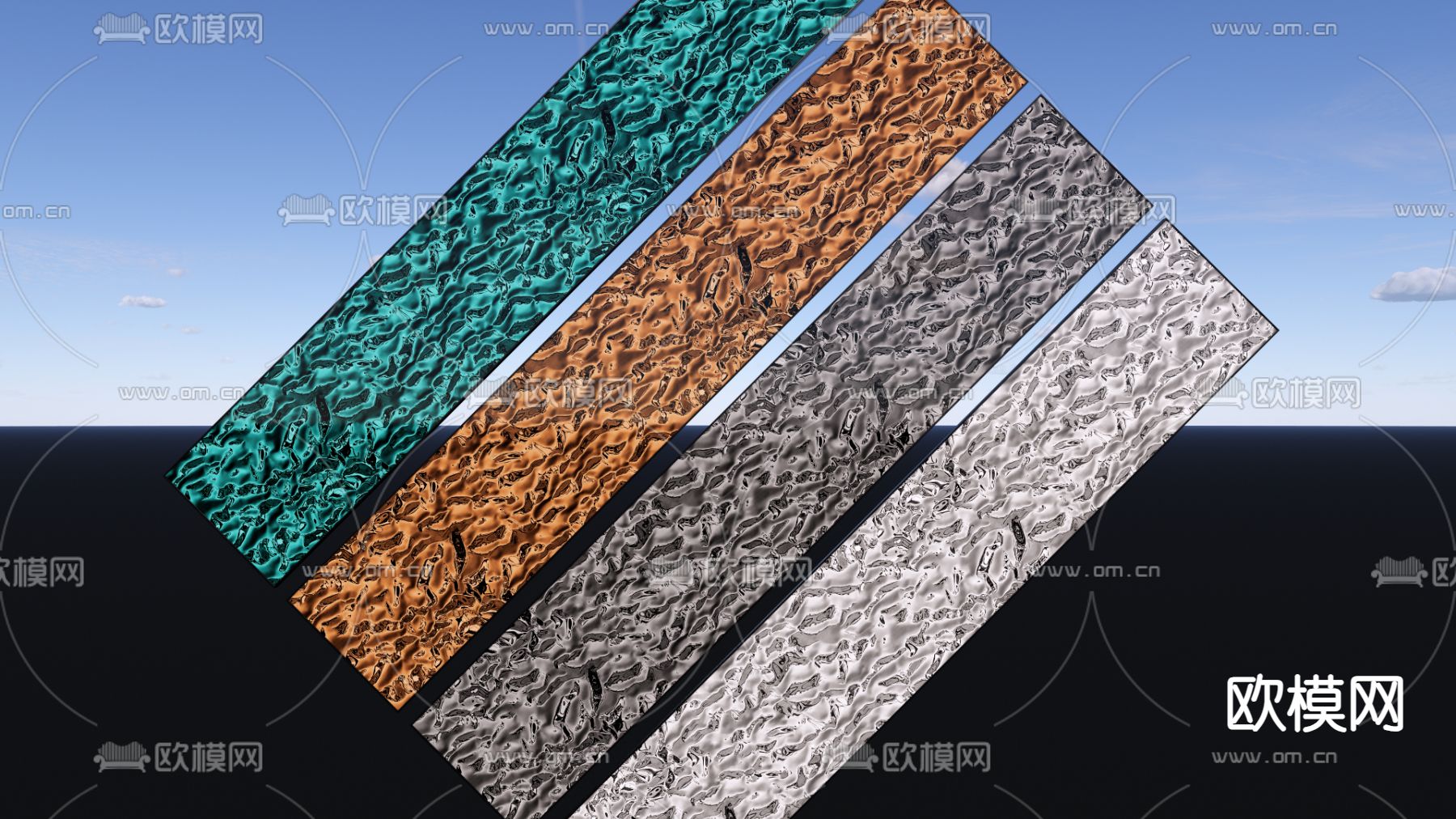 渐变不锈钢护墙板 饰面板su模型下载（渲染图2）