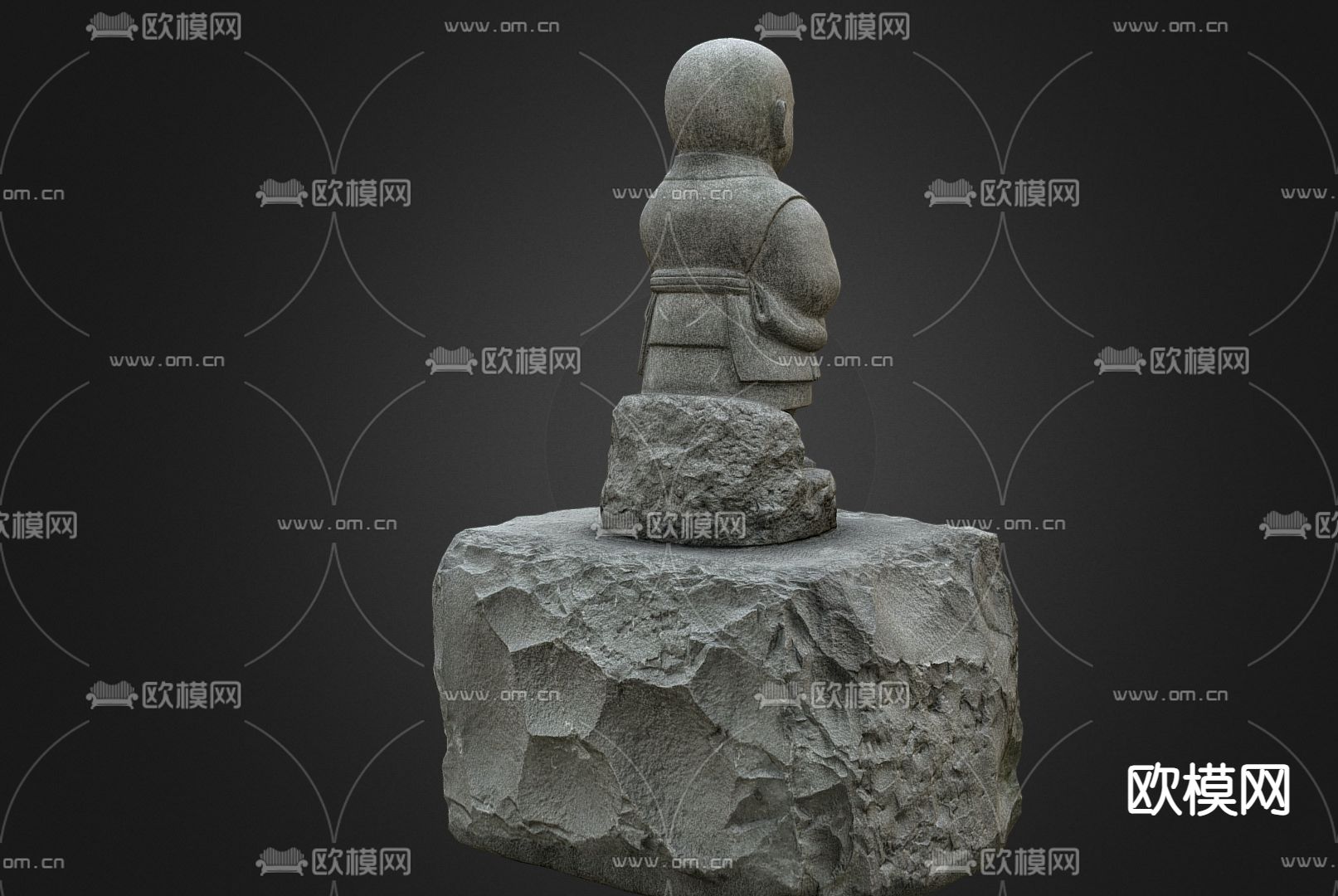 中式人像雕塑 景观雕塑 石像雕塑su模型下载（渲染图2）