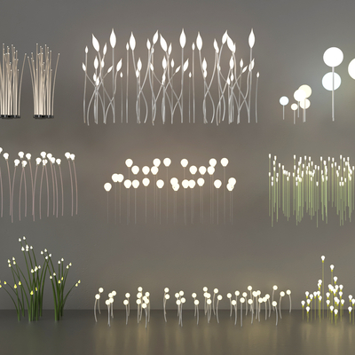  现代景观灯 庭院灯 景观草灯su模型 