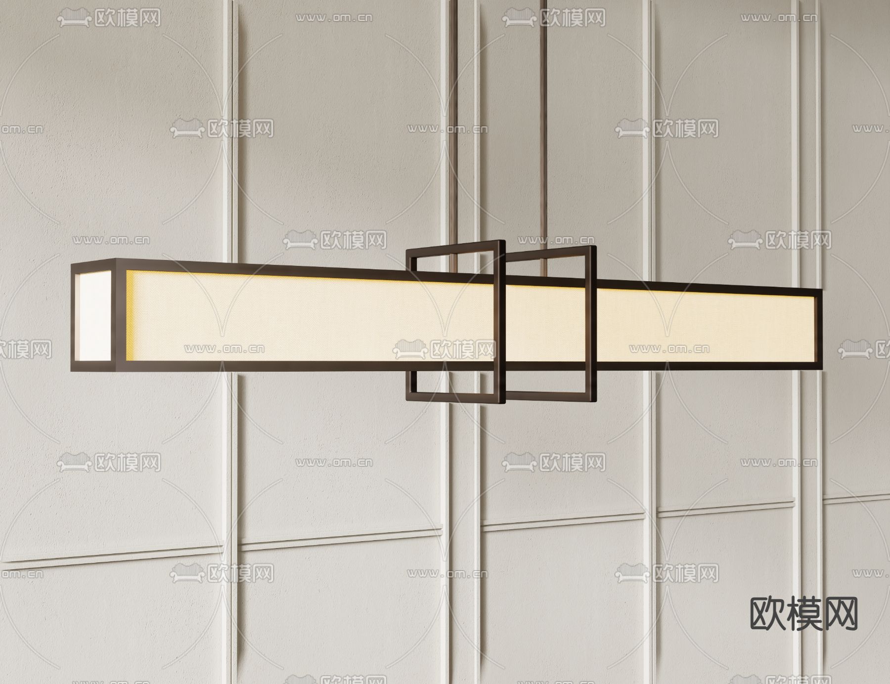 新中式吊灯 一字型吊灯su模型下载（渲染图1）