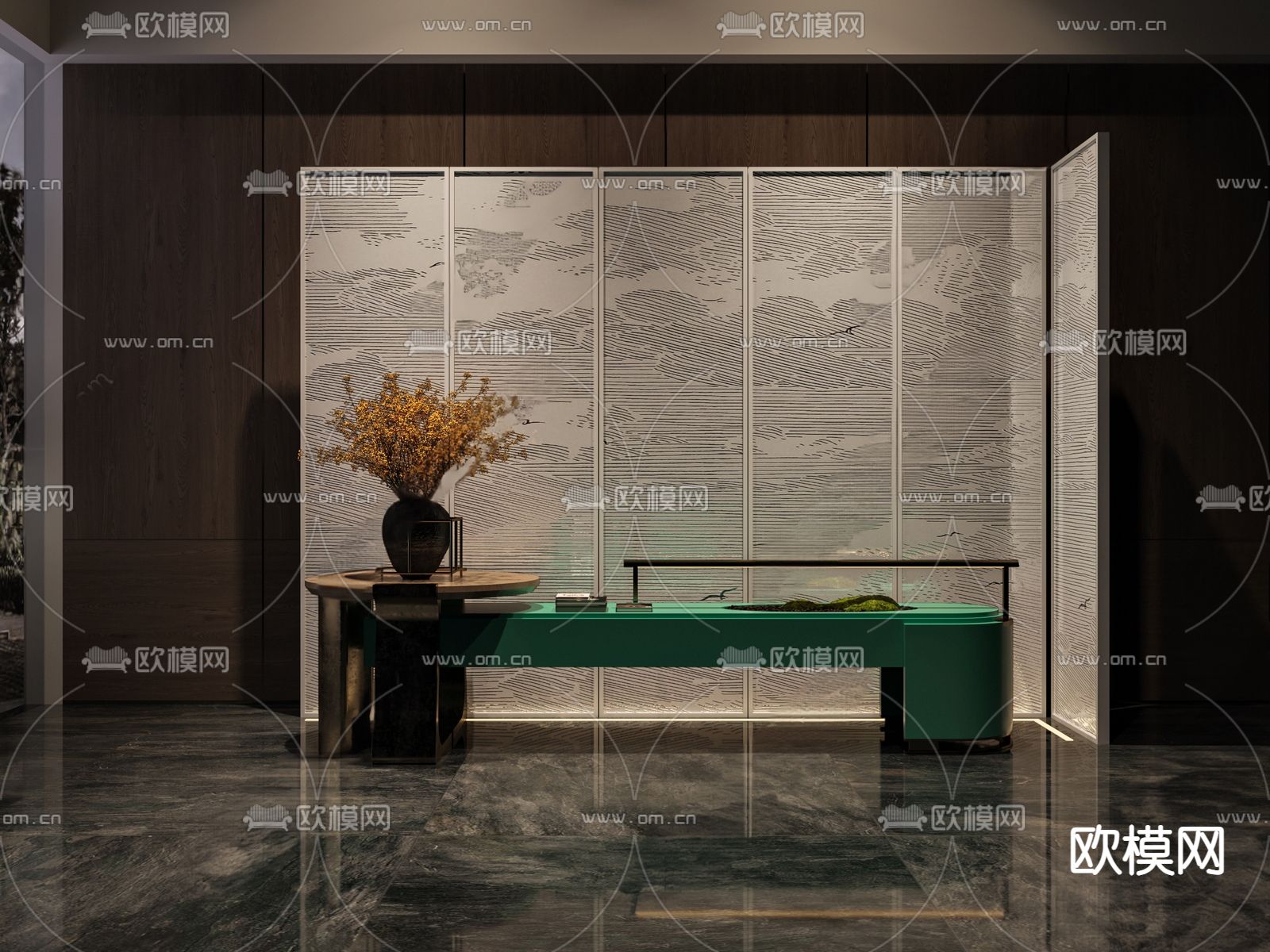 酒店过道 景观台su模型下载（渲染图1）