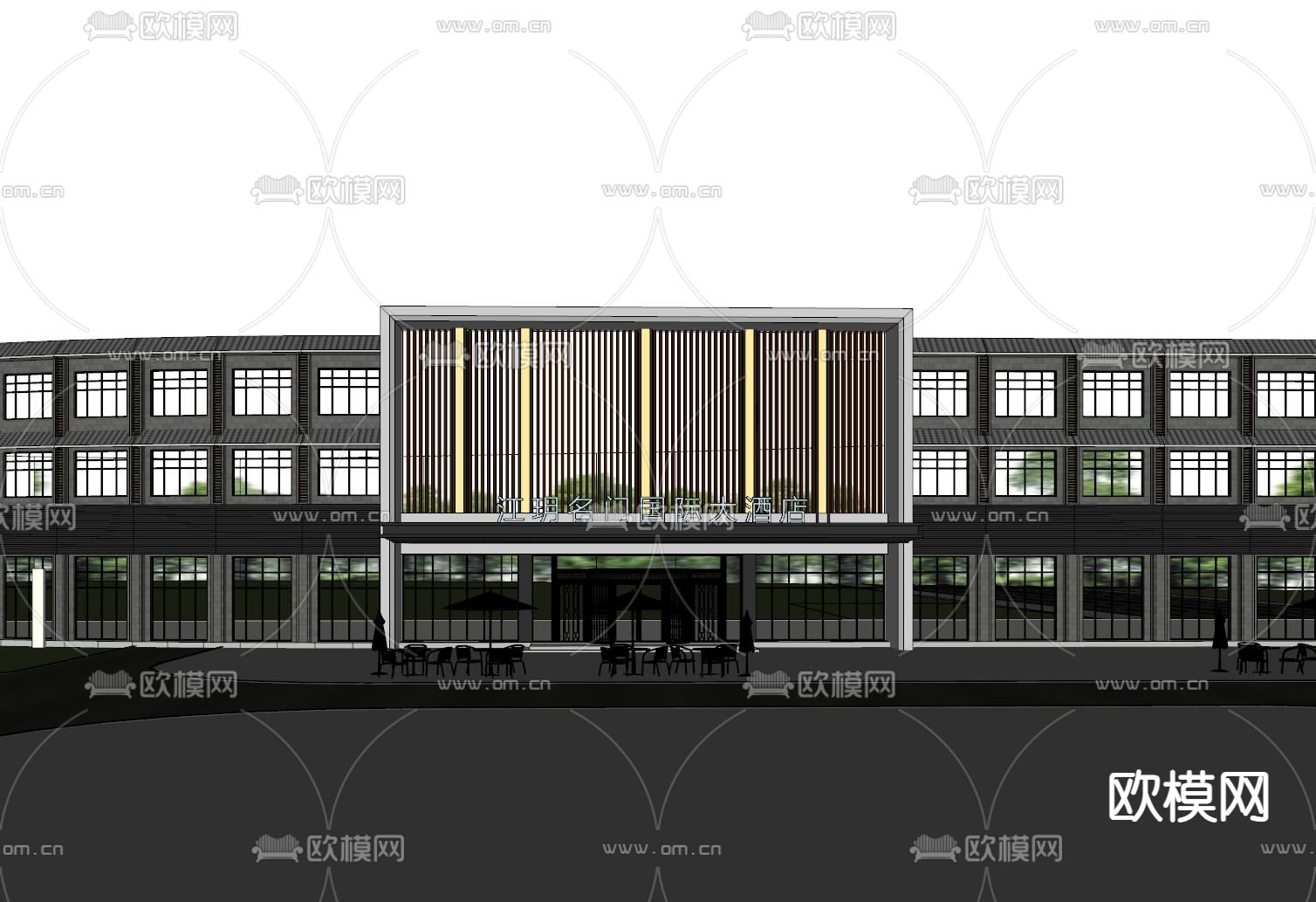 沿街商业 商铺su模型下载（渲染图1）