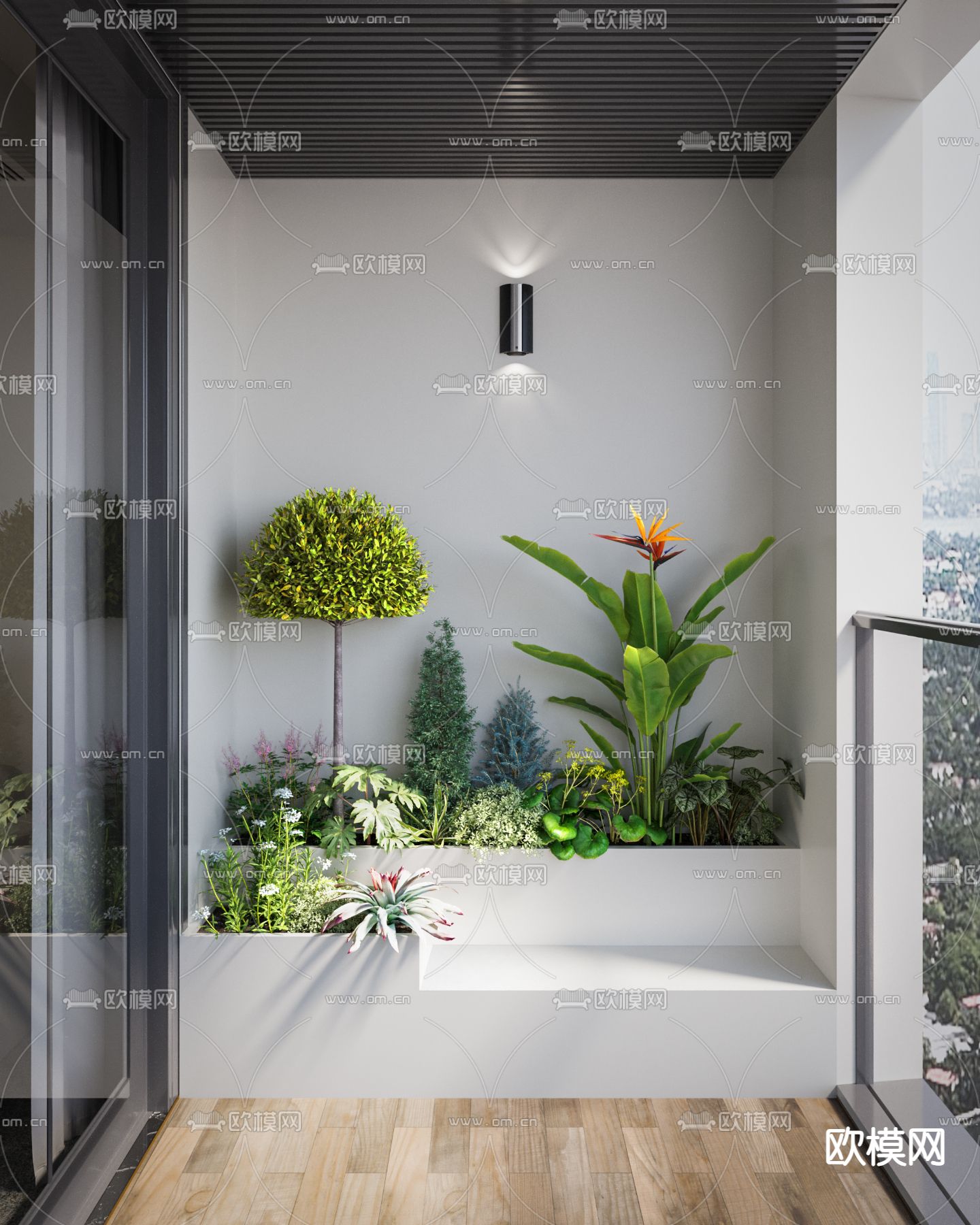 花槽 花池 植物su模型下载（渲染图2）