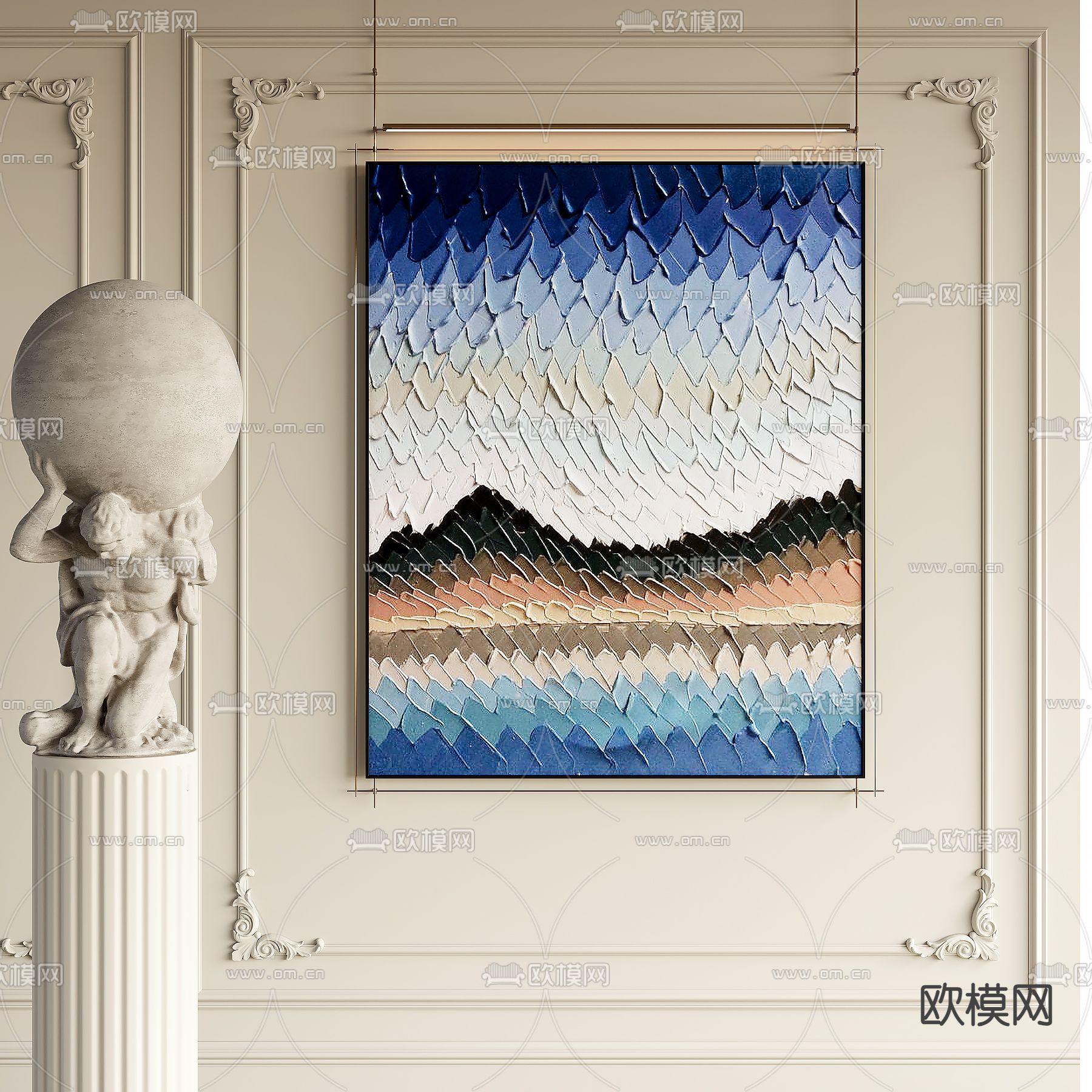 中古风装饰画su模型