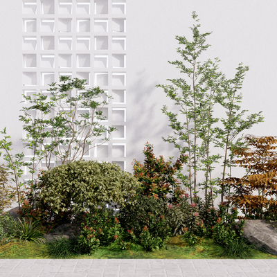  现代植物堆 灌木球su模型 