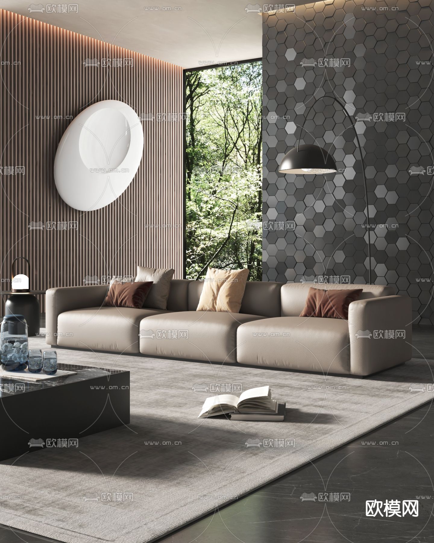 三人沙发3d模型下载