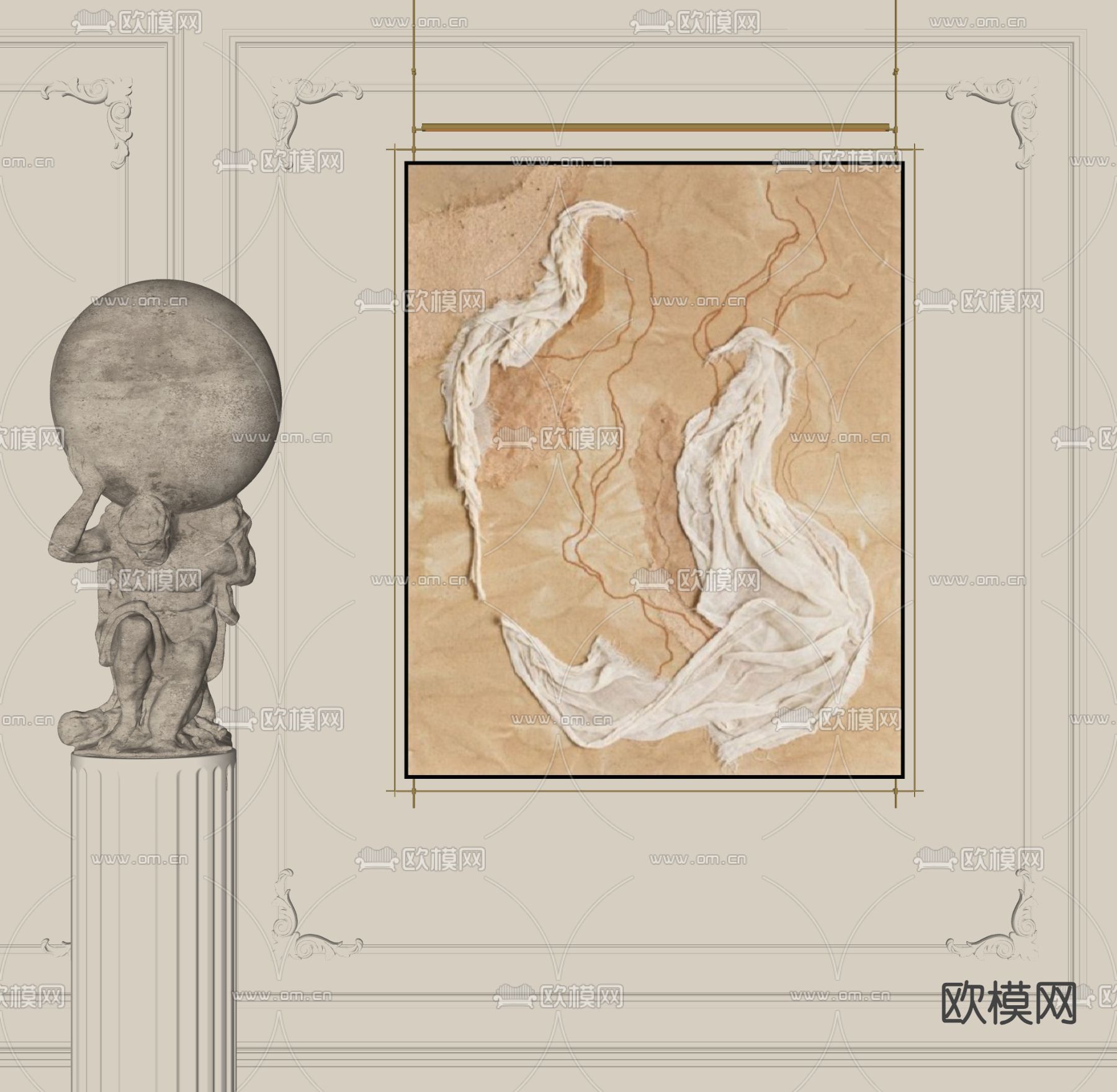 中古风装饰画su模型