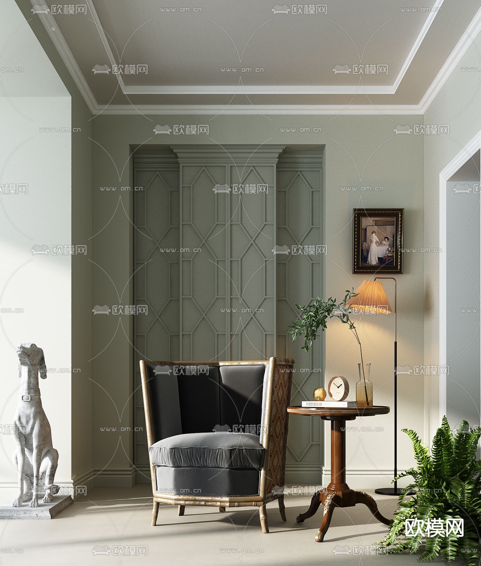 法式休闲椅3d模型下载