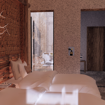  侘寂酒店 客房su模型 